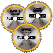 Set discuri taiere lemn DeWALT DT1962 Ø216x30mm (2x24T, 1x40)